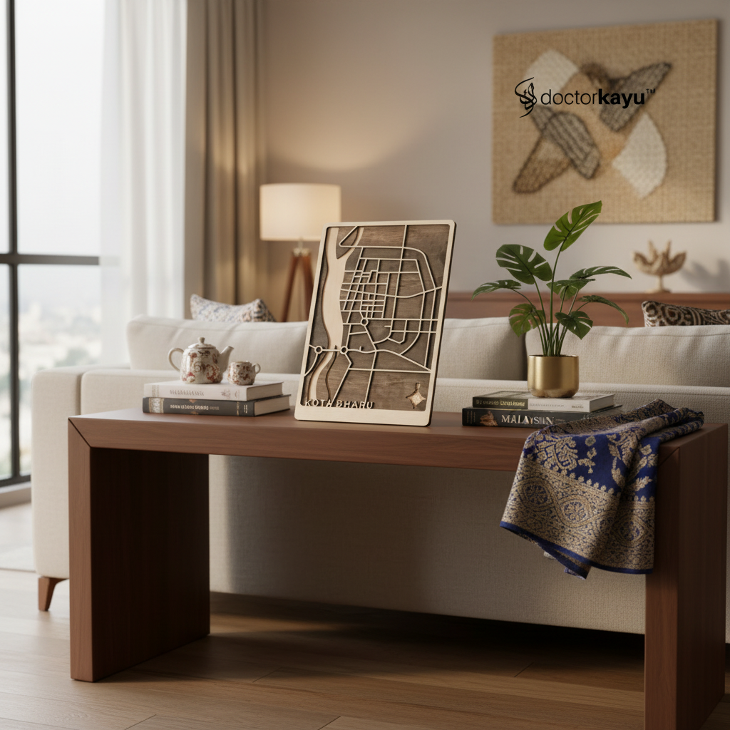 Malaysia Maps Frame in Living Room