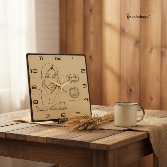 Portrait Wall Clock - Warm Rustic Setting