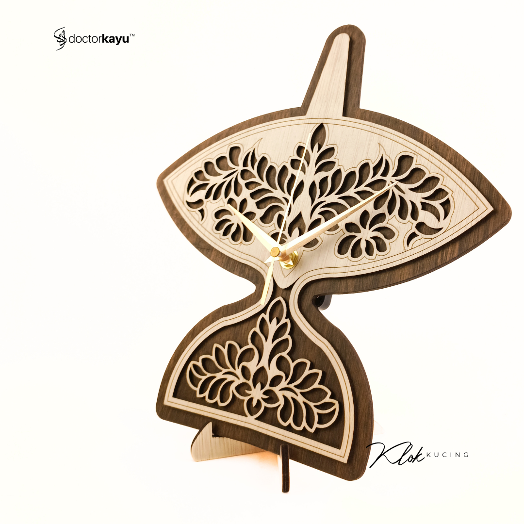 Wau Kucing Wall Clock 30cm x 30cm by doctorkayu