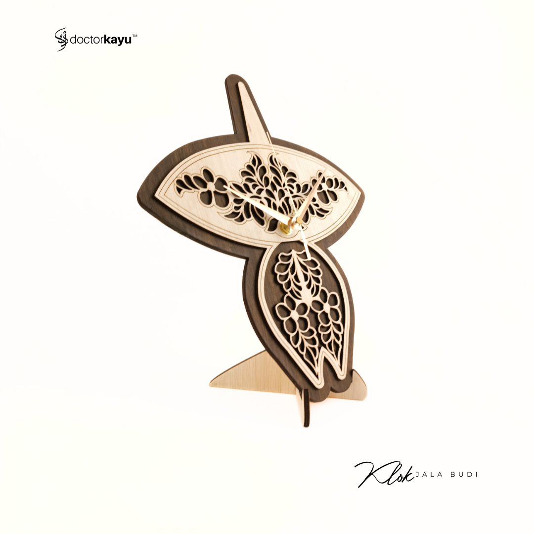 Wau Jala Budi Wall Clock 30cm x 30cm by doctorkayu
