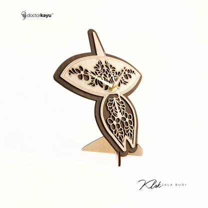 Wau Jala Budi Wall Clock 30cm x 30cm by doctorkayu