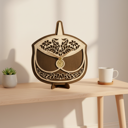 Wau Bulan Wall Clock on Table Display
